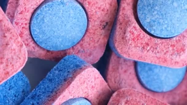 Bir Sürü Bulaşık Deterjanı Tableti Yakın Çekim Dikey Video — Stok video