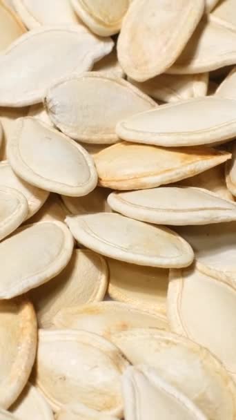 Makro Atış Detaylı Beyaz Sarı Kuru Kızarmış Tuzlu Kabak Tohumlarının — Stok video