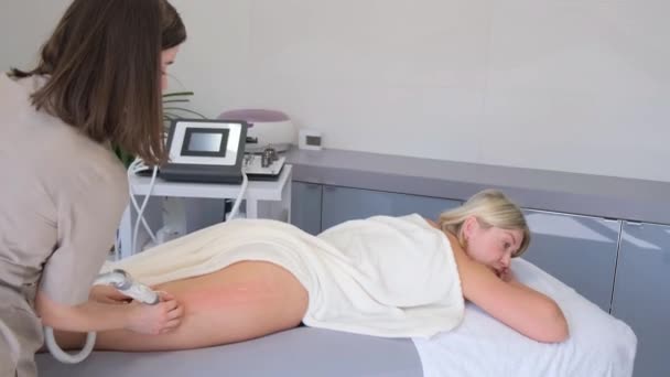 Vacuum Body Massage Help Reduce Body Fat Problem Areas Weight — Stock Video