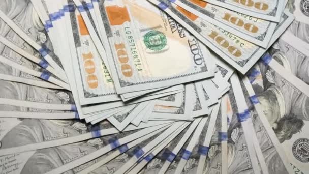 Hermoso Fondo Con Dólares Efectivo 100 Billetes Son Símbolo Rica — Vídeo de stock
