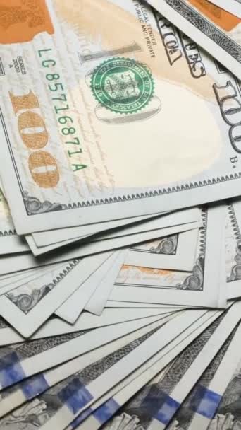 Hermoso Fondo Con Dólares Efectivo 100 Billetes Son Símbolo Rica — Vídeos de Stock