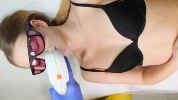 Beautiful Woman Laser Procedure Beauty Salon Concept Depilation Epilation Waxing — Stock Video