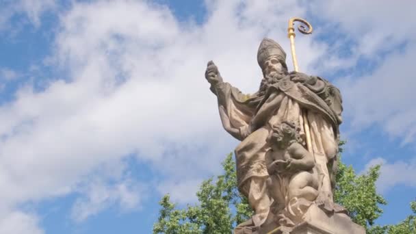 Statues Historiques Saints Catholiques Sur Pont Pragues Charles Repère Historique — Video