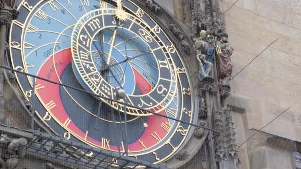 Historic Medieval Astronomical Clock Old Town Square Prague Czech Republic — Stock Video