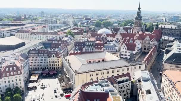 Міський Краєвид Дрездена Сонячний Літній День Дрезден Саксонія Німеччина Повітряне — стокове відео