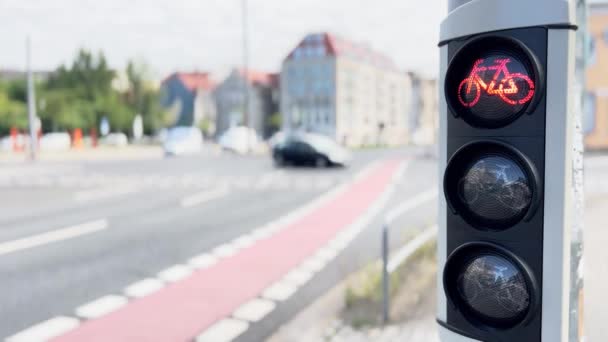 Luzes Trânsito Para Bicicletas Alemanha Semáforo Verde — Vídeo de Stock