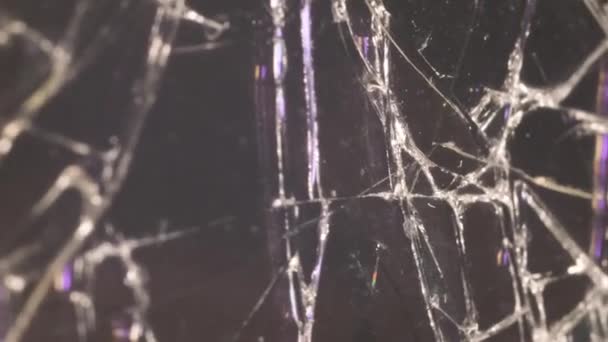 Разбитые Трещины Эффект Разбитого Стекла Изолированный Абстрактный Черный Фон Макро — стоковое видео
