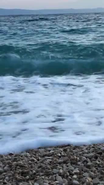 Sea Waves Storm Run Beach Sea Coast Sunny Day Sea — Stock Video