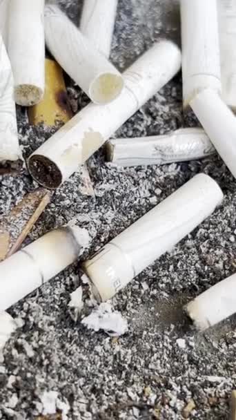Καπνιστά Τσιγάρα Τασάκι Νικοτίνης Δημόσιο Χώρο Έννοια Καπνού Ανθυγιεινά Ζημιά — Αρχείο Βίντεο