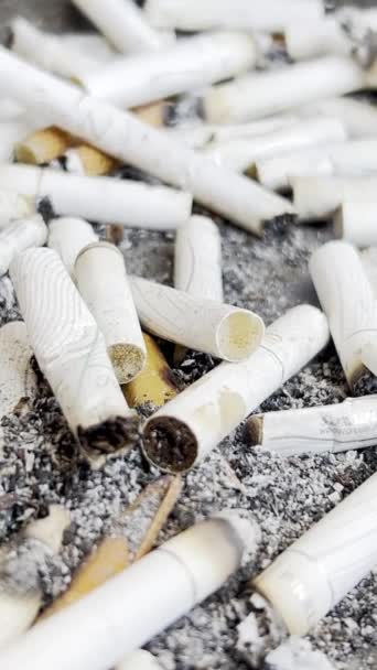 Dohányzás Cigizés Hamutartóban Hagyd Abba Dohányzást Árt Dohányzásnak Függőleges Videó — Stock videók