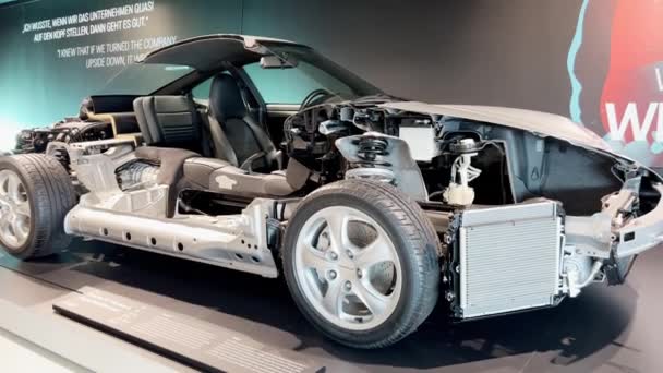 Carro Porsche Secção Exposição Carros Museu Metade Dela Estugarda Alemanha — Vídeo de Stock