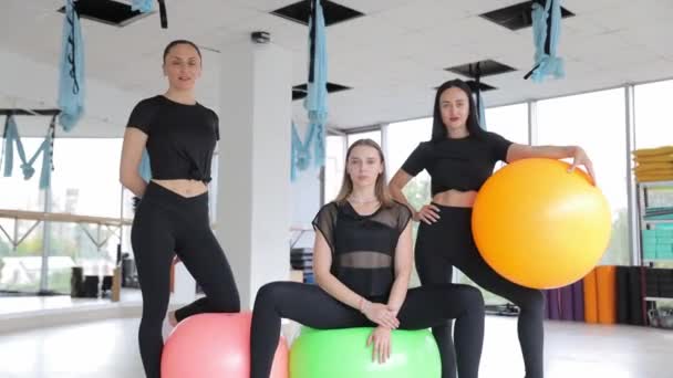 Groupe Femmes Classe Aérobic Fitness Gymnase Exercice Concept Santé Filles — Video