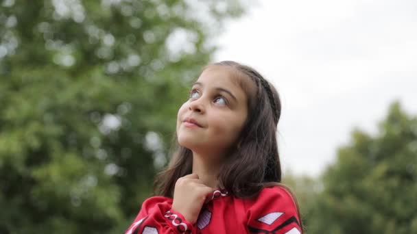 Ein Wunderschönes Ukrainisches Mädchen Traditioneller Wyshyvanka Tracht Ukrainische Kriegskinder Stoppt — Stockvideo