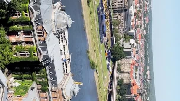 Красивая Панорама Города Дрездена Германия Высоты Птичьего Полета Вертикальное Видео — стоковое видео