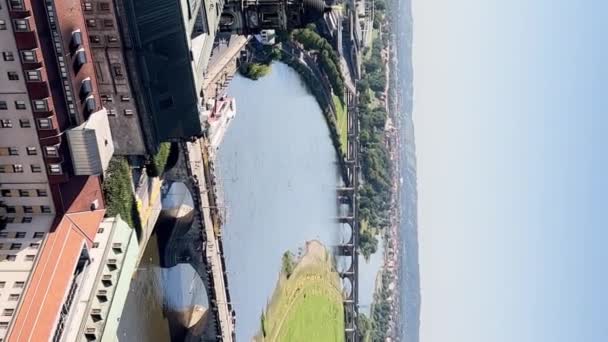 上からドレスデン市の景色を望むドレスデンの街並みのパノラマ 美しいヨーロッパの街 バーティカルビデオ — ストック動画
