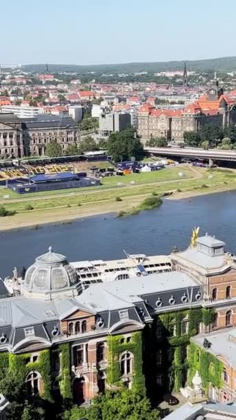 Belo Panorama Cidade Dresden Alemanha Partir Uma Visão Olhos Pássaros — Vídeo de Stock