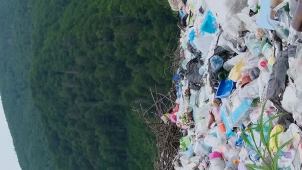 Звалище Посеред Красивих Гір Лісів Звалище Пластикових Відходів Екологічна Катастрофа — стокове відео
