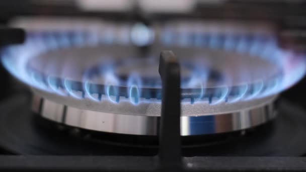 Mutfak Ocağında Ateş Yakmak Ocağın Kızgın Ateşine Yakın Çekim Gaz — Stok video