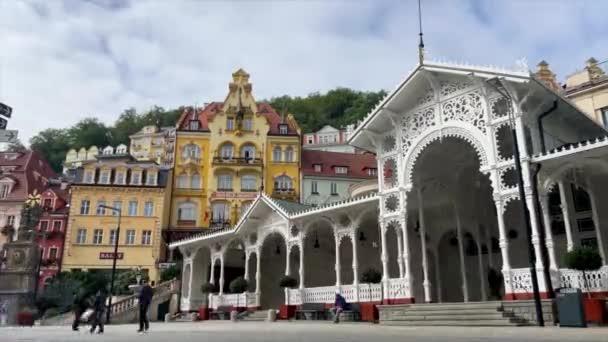 Tempo Scaduto Architettura Karlovy Vary Repubblica Ceca Karlovy Vary Una — Video Stock