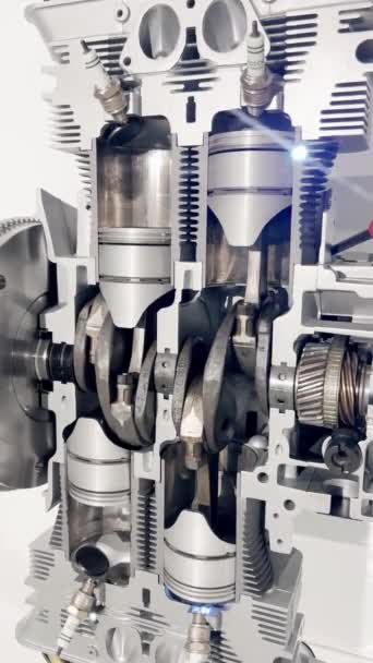 Car Engine Piston Ignition Timing Valve Crankshaft Work Internal Combustion — Stock Video