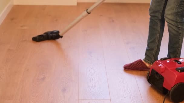 Membersihkan Rumah Dengan Vacuum Cleaner — Stok Video