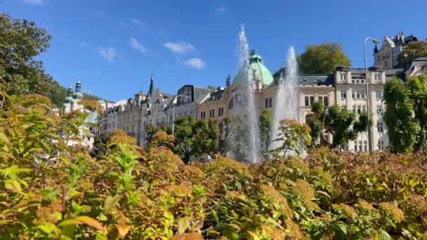 Τουριστική Πόλη Karlovy Vary Τσεχική Δημοκρατία — Αρχείο Βίντεο
