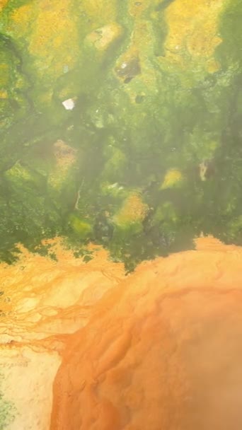 Весна Високим Вмістом Заліза Мінеральна Вода Гаряче Джерело Пара Вертикальне — стокове відео