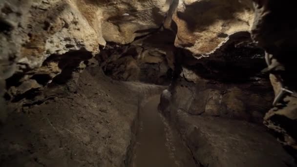 Speleologie Grot Kerker Donkere Tunnel Ondergrondse Opgraving — Stockvideo