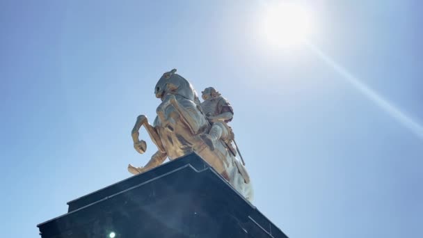 Статуя Золотого Коня Дрезден Германия Концепция Туризма Европе — стоковое видео