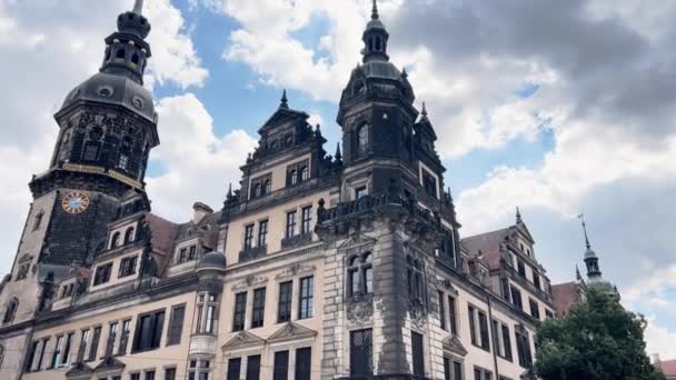 Красивый Европейский Город Готической Архитектурой Дрезден Германия — стоковое видео