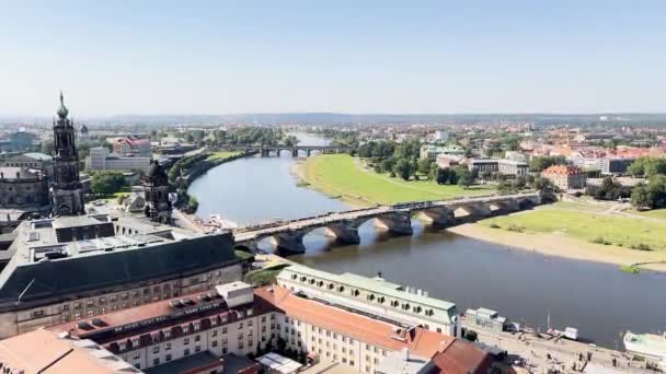 Красивый Европейский Город Готической Архитектурой Дрезден Германия — стоковое видео