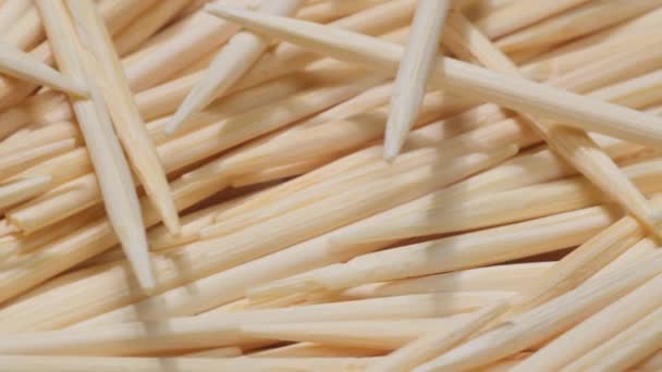 Makro Wideo Wykałaczki Bambusowe Drewniane Pałeczki Czyszczenia Zębów — Wideo stockowe