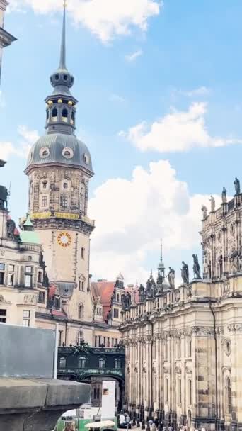 Antica Città Dresda Con Architettura Incredibilmente Bella Germania Video Verticale — Video Stock