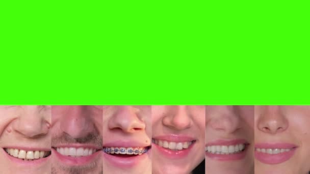 Chromakey Video Collage Ludzi Pięknym Uśmiechem Zamknij Się — Wideo stockowe