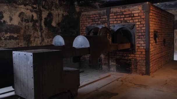 Cámara Combustión Auschwitz Polonia Terrible Lugar Tortura Judíos Genocidio Del — Vídeo de stock
