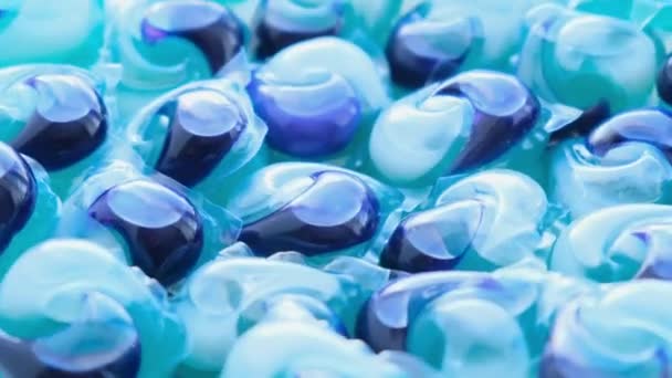 Detailed View Heap Laundry Capsules Blue White Resembling Pattern Electric — Stock Video