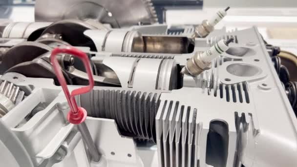 Detailní Obrázek Zobrazující Model Automobilového Motoru Zvýrazňující Automobilové Pneumatiky Automobilový — Stock video