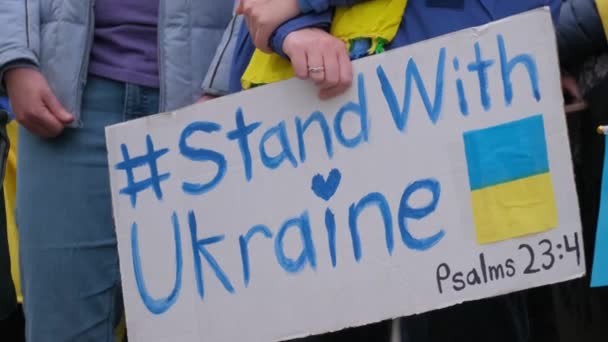 Ondersteuning Van Oekraïne Oorlog Met Rusland Rally Washington Verenigde Staten — Stockvideo