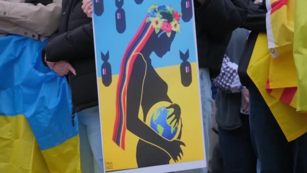 Rajd Ukraińskich Kobiet Przeciwko Wojnie Ukrainie Agresja Rosji Ukrainę — Wideo stockowe