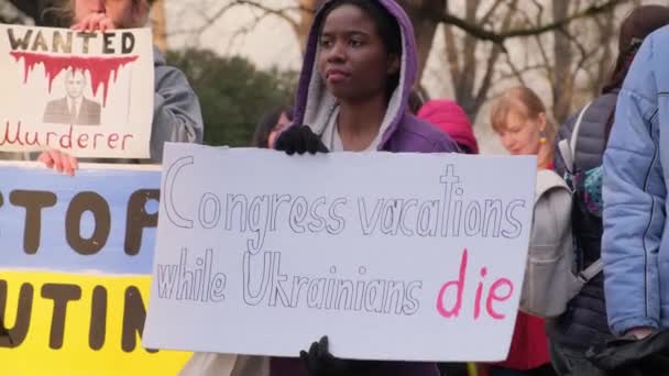 Мітинг Проти Війни Україні Роки Повної Війни Росією Лютого Вашингтон — стокове відео