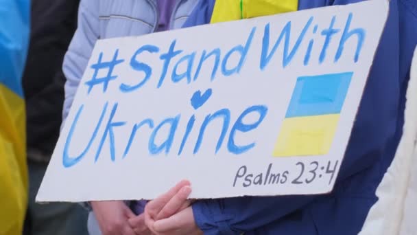 Une Banderole Lors Une Manifestation Contre Invasion Ukraine Occasion Des — Video
