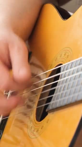 Pendekatan Seseorang Yang Memainkan Alat Musik Yang Dikenal Sebagai Gitar — Stok Video
