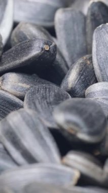 Ayçiçeği tohumlarının detaylı ve yakın görüntüsü eşsiz ve ilgi çekici dokularını ve renklerini gözler önüne seriyor.