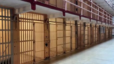 Alcatraz Adası 'ndaki hapishane, San Francisco Körfezi' nde, iç manzara..