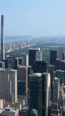 New York 'un Panorama' sı havadan görünüyor. New York City gökdelenleri. - Manhattan. ABD