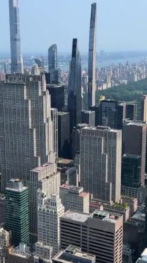 New York 'un Panorama' sı havadan görünüyor. New York City gökdelenleri. - Manhattan. ABD