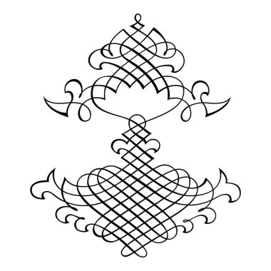 Dövme izole edilmiş vektör illüstrasyonu için soyut Arap Vintage Dekoratif Kaligrafi Süsleme Sembolü