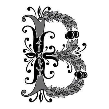 Vincente Baş harfleri Büyük harf B vektör tasarımı çizimi