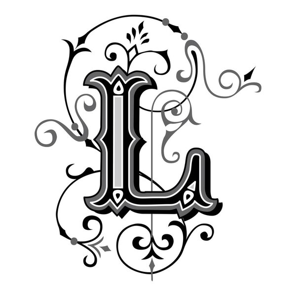 Art Tuscani Initial Caps Font Capital Letter L vector design