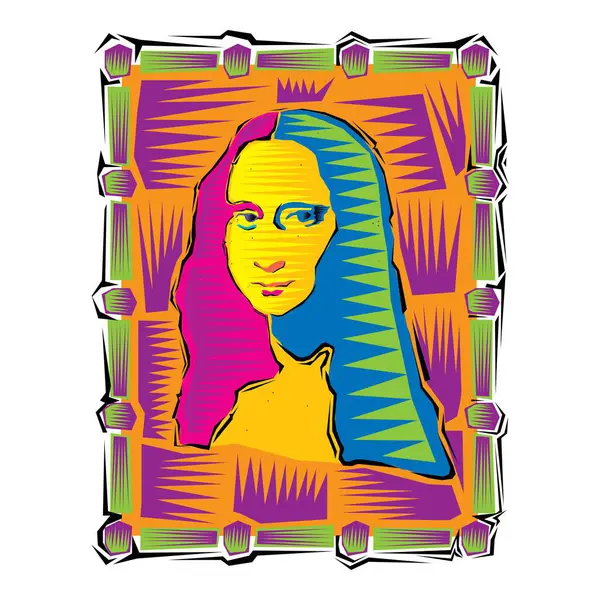 stock vector Illustration of the Mona Lisa. Icon of Gioconda the artist Leonardo Davinci.